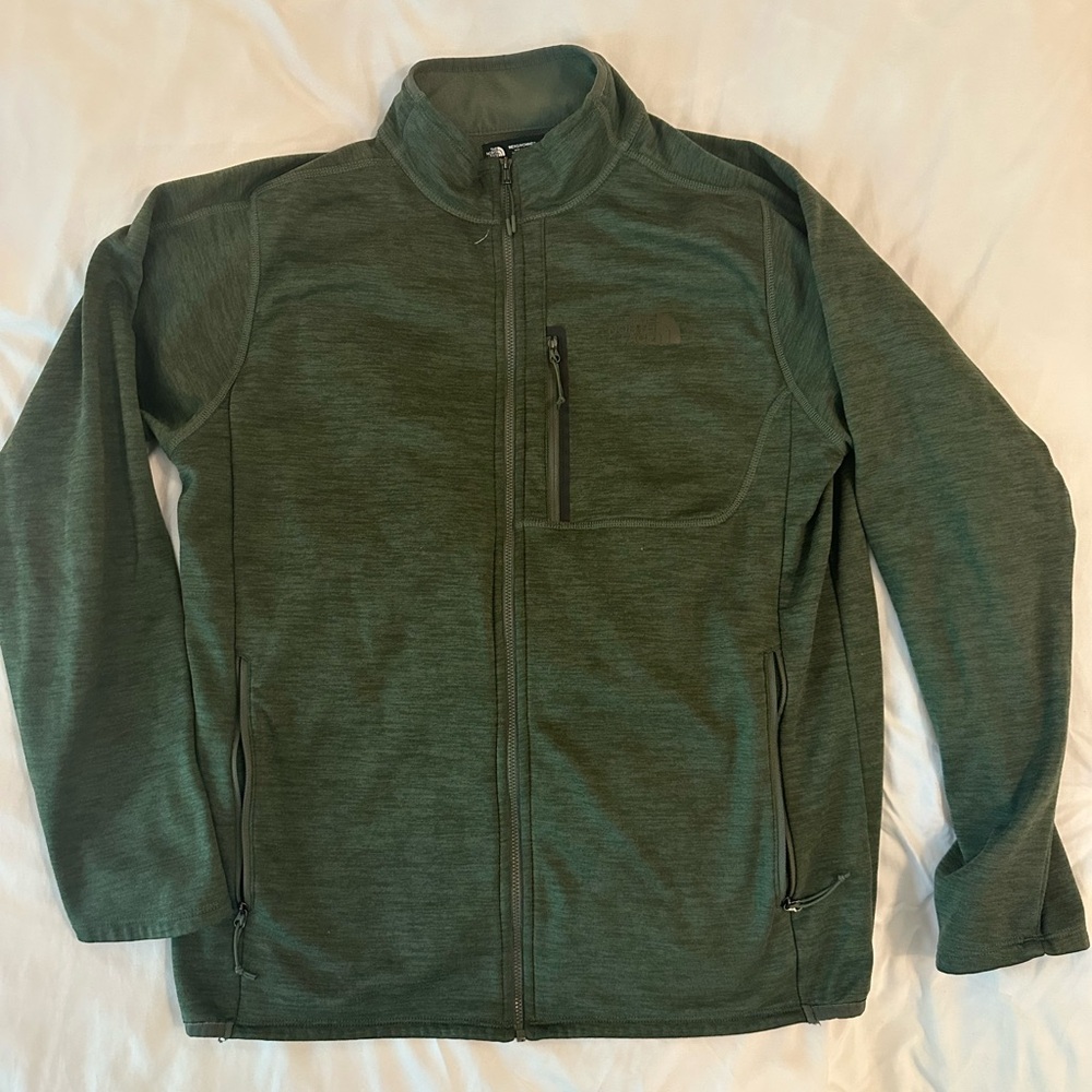 The North Face Mens L Zip-up Jacket Lined w Fleece Athleisure Sweater. Forest.